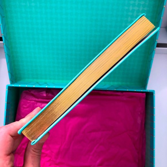 Turquoise & Gold Leather Snake Skin Texture Hardcover Notebook in Gift Box - Picture 1 of 8
